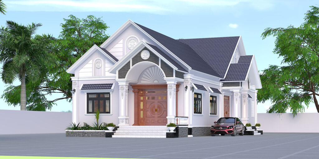 Mẫu Nhà Cấp 4 Mái Thái Diện Tích 6x22m Thiết Kế 3 Phòng Ngủ